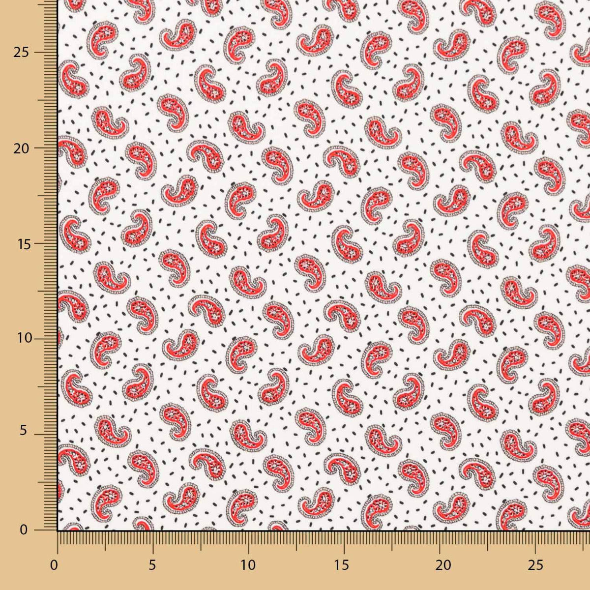 Crepe Poliéster Mini Caxemira Branco - Ribes y Casals