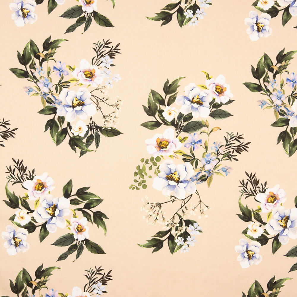 Crepe Viscose Floral Bege - Ribes y Casals