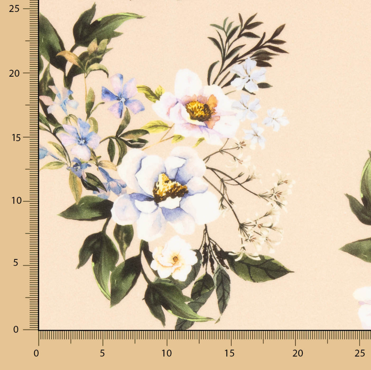 Crepe Viscose Floral Bege - Ribes y Casals