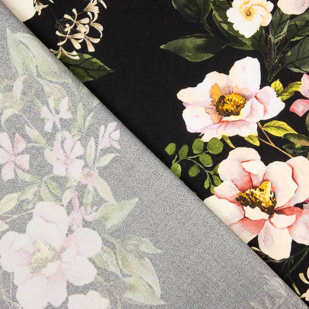 Crepe Viscose Floral Preto - Ribes y Casals