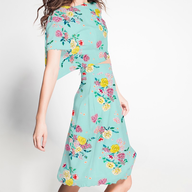 Crepe Bouquet Verde Agua - Ribes y Casals