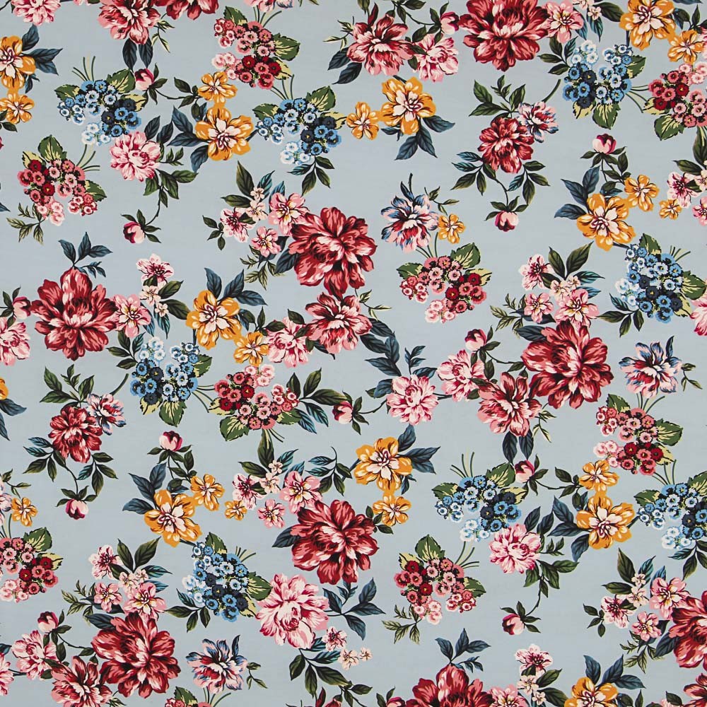 Crepe Rosas Azul Claro - Ribes y Casals