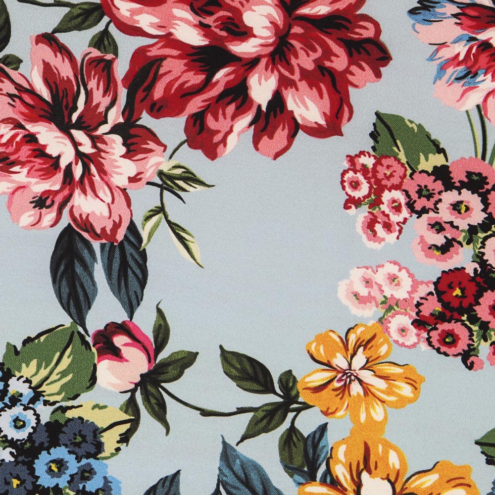 Crepe Rosas Azul Claro - Ribes y Casals