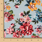 Crepe Rosas Azul Claro - Ribes y Casals