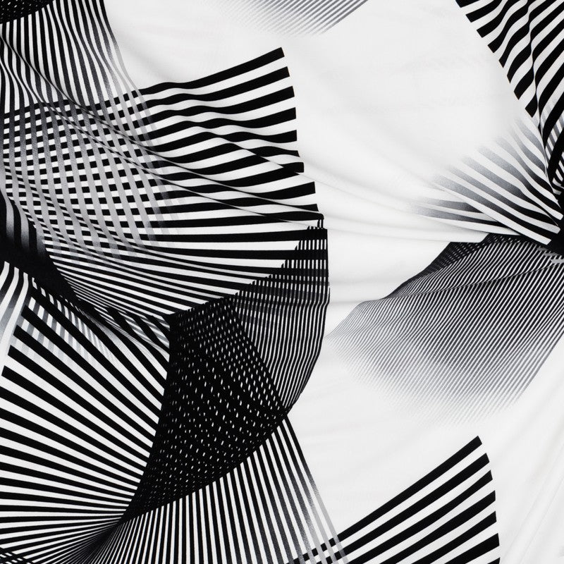 Crepe Diagonal Branca Preto - Ribes y Casals