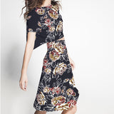 Crepe Elástica Floral Navy - Ribes y Casals