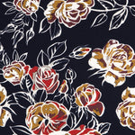 Crepe Elástica Floral Navy - Ribes y Casals