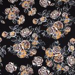 Crepe Elástica Floral Preto - Ribes y Casals