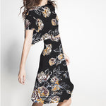 Crepe Elástica Floral Preto - Ribes y Casals