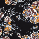 Crepe Elástica Floral Preto - Ribes y Casals