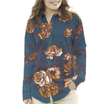 Crepe Elástica Floral Petróleo - Ribes y Casals