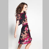 Crepe Estampado Dragão Preto - Ribes y Casals