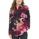 Crepe Estampado Dragão Preto - Ribes y Casals