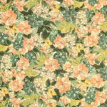 Tecido de Crepe Floral Camel Verde - Ribes y Casals