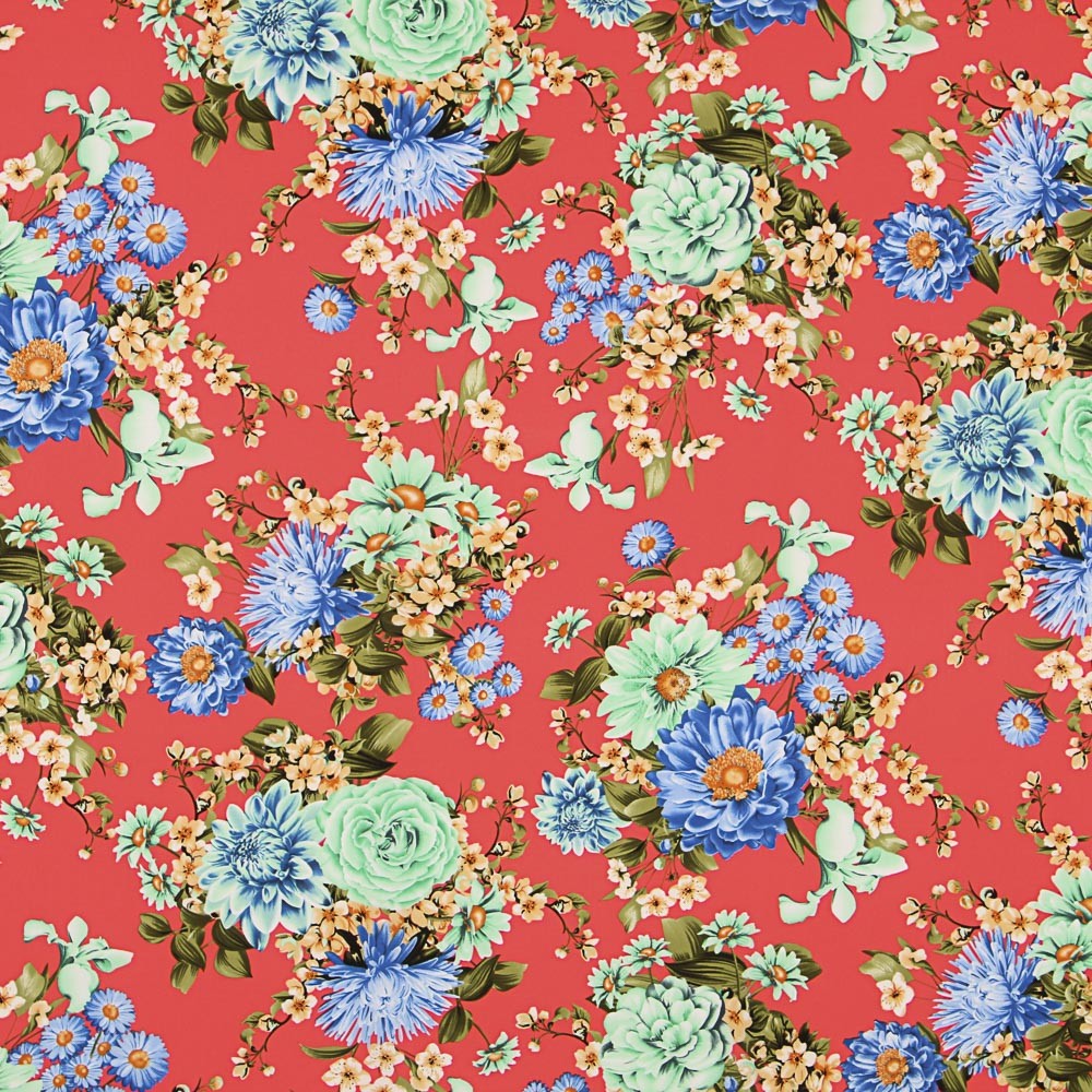 Crepe Floral Coral - Ribes y Casals