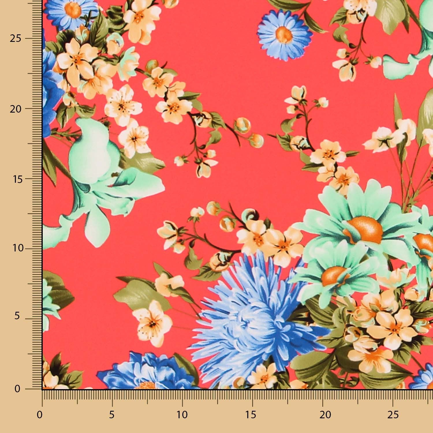 Crepe Floral Coral - Ribes y Casals