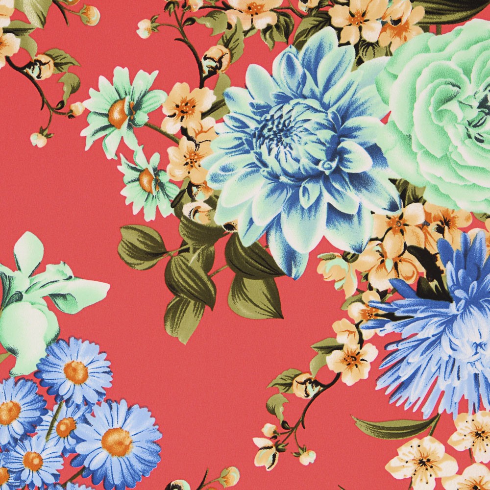 Crepe Floral Coral - Ribes y Casals