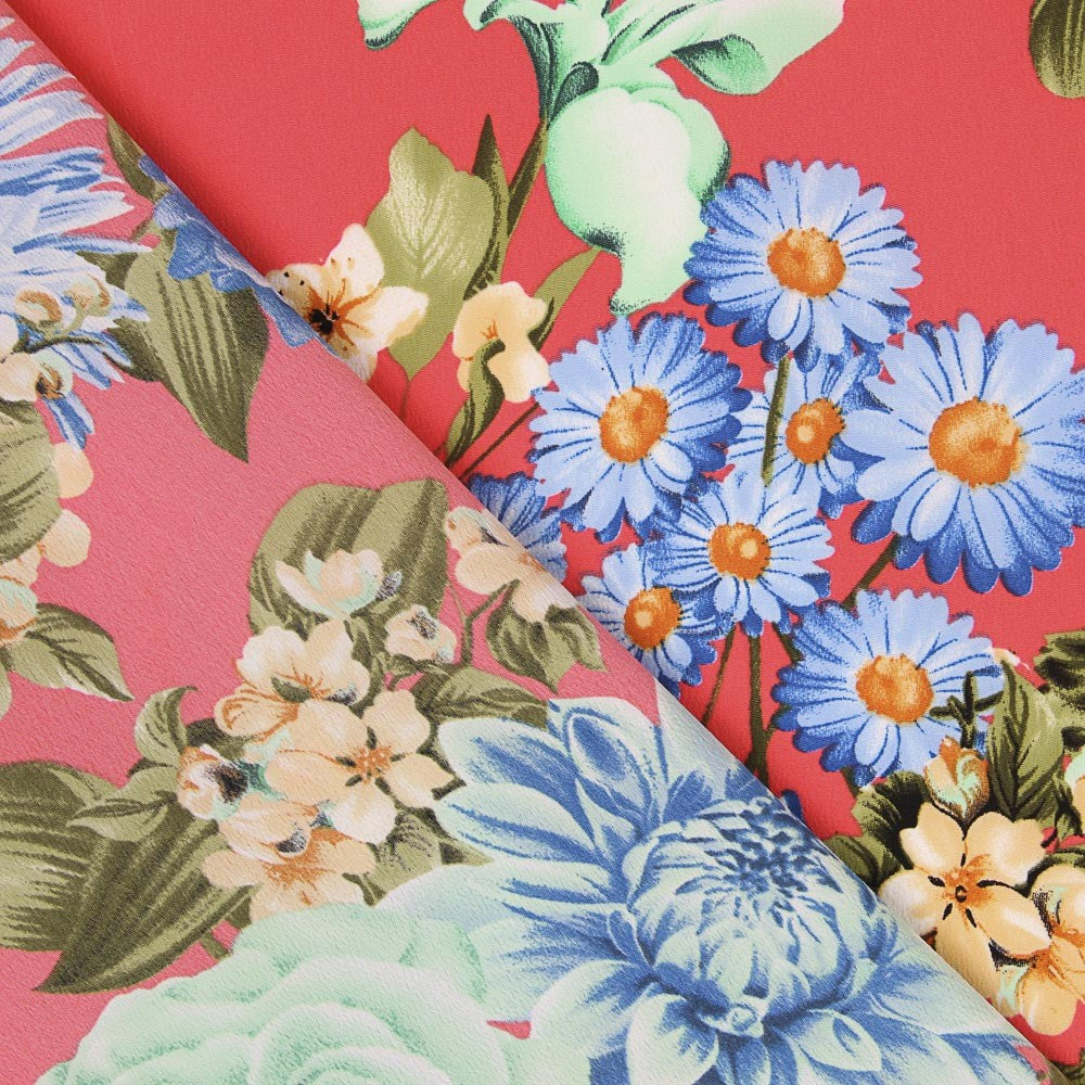 Crepe Floral Coral - Ribes y Casals