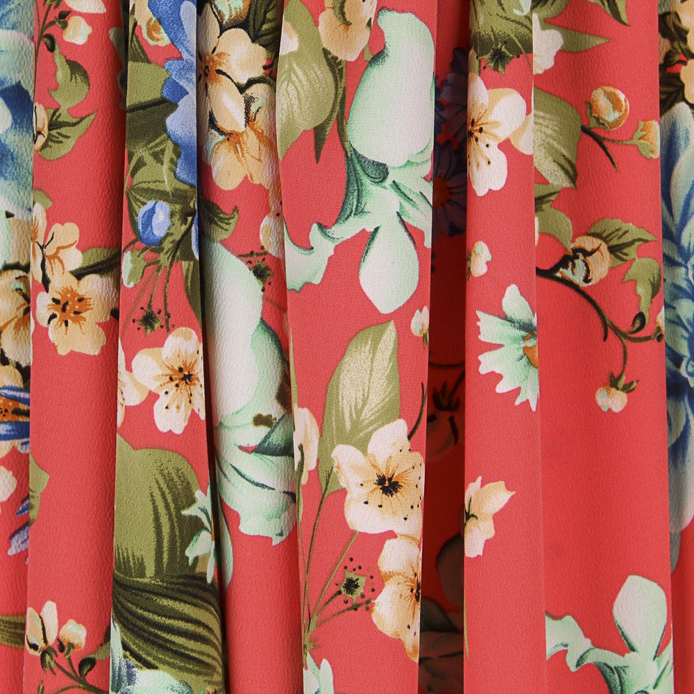 Crepe Floral Coral - Ribes y Casals