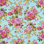 Crepe Buquê de Flores Verde Água - Ribes y Casals