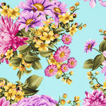 Crepe Buquê de Flores Verde Água - Ribes y Casals