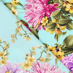 Crepe Buquê de Flores Verde Água - Ribes y Casals