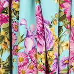 Crepe Buquê de Flores Verde Água - Ribes y Casals