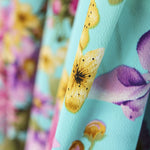 Crepe Buquê de Flores Verde Água - Ribes y Casals