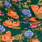 Tecido Crepe Bola Branca Fundo Verde 7 mm - Ribes y Casals