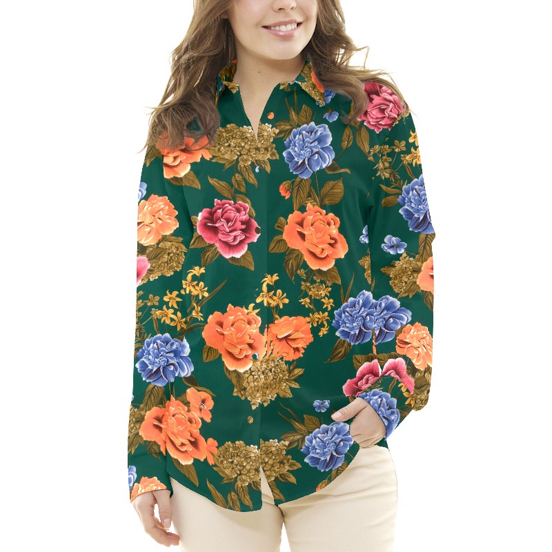 Tecido Crepe Bola Branca Fundo Verde 7 mm - Ribes y Casals