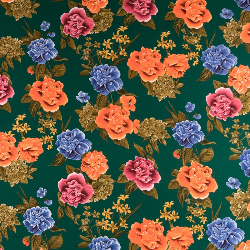 Tecido Crepe Bola Branca Fundo Verde 7 mm - Ribes y Casals