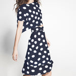 Tecido Crepe Bola Branca Fundo Verde 7 mm - Ribes y Casals