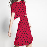 Crepe Lunares Negro 17mm Rojo - Ribes y Casals