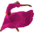 Tecido Crepe Bola Branca Fundo Verde 7 mm - Ribes y Casals