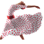 Tecido Crepe Bola Branca Fundo Verde 7 mm - Ribes y Casals