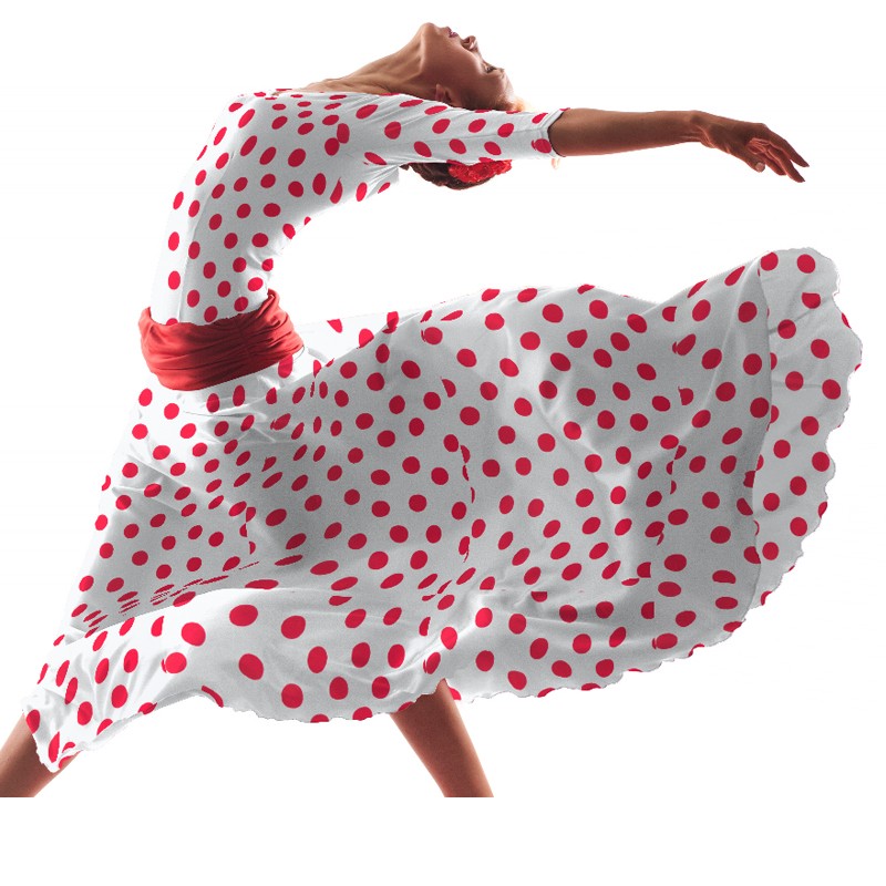 Tecido Crepe Bola Branca Fundo Verde 7 mm - Ribes y Casals