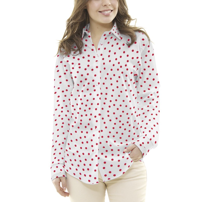 Crepe Lunares Rojo 7mm Blanco - Ribes y Casals