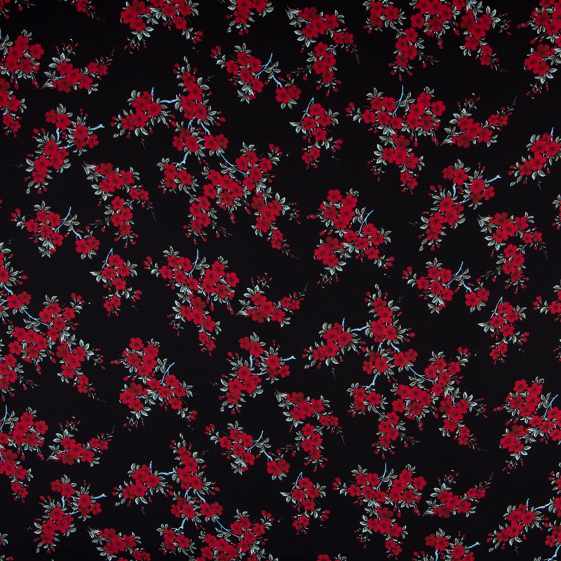 Crepe Marrocain Bouqet Preta - Ribes y Casals