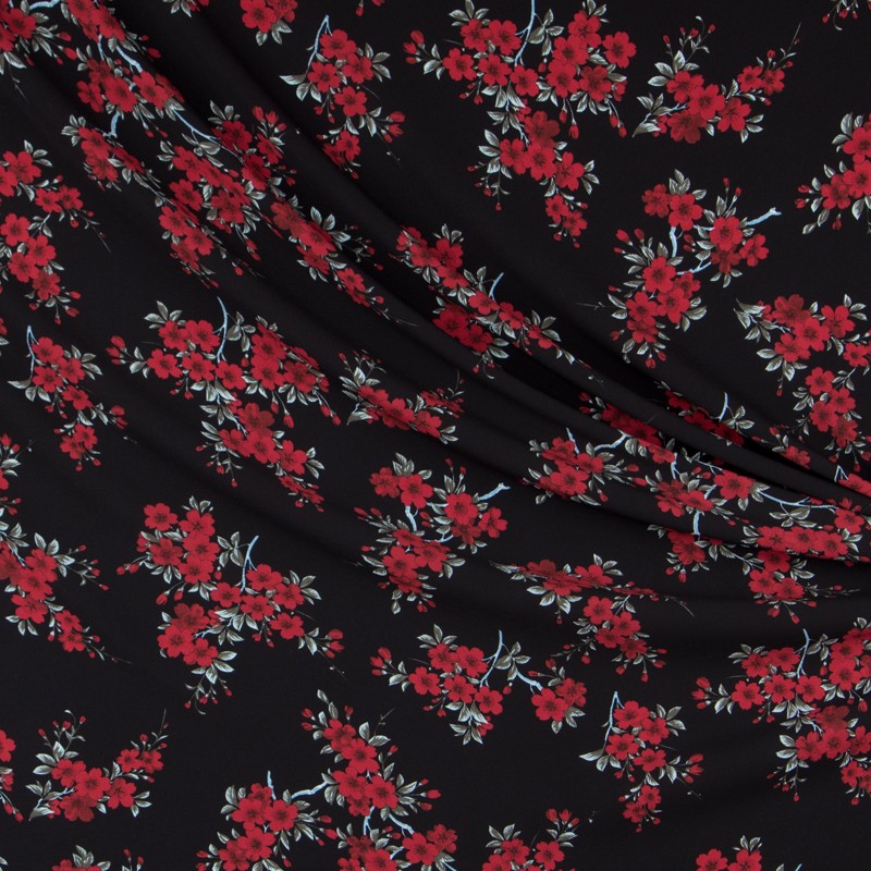 Crepe Marrocain Bouqet Preta - Ribes y Casals