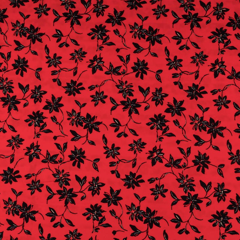 Crepe Marrocain Floral Vermelha - Ribes y Casals