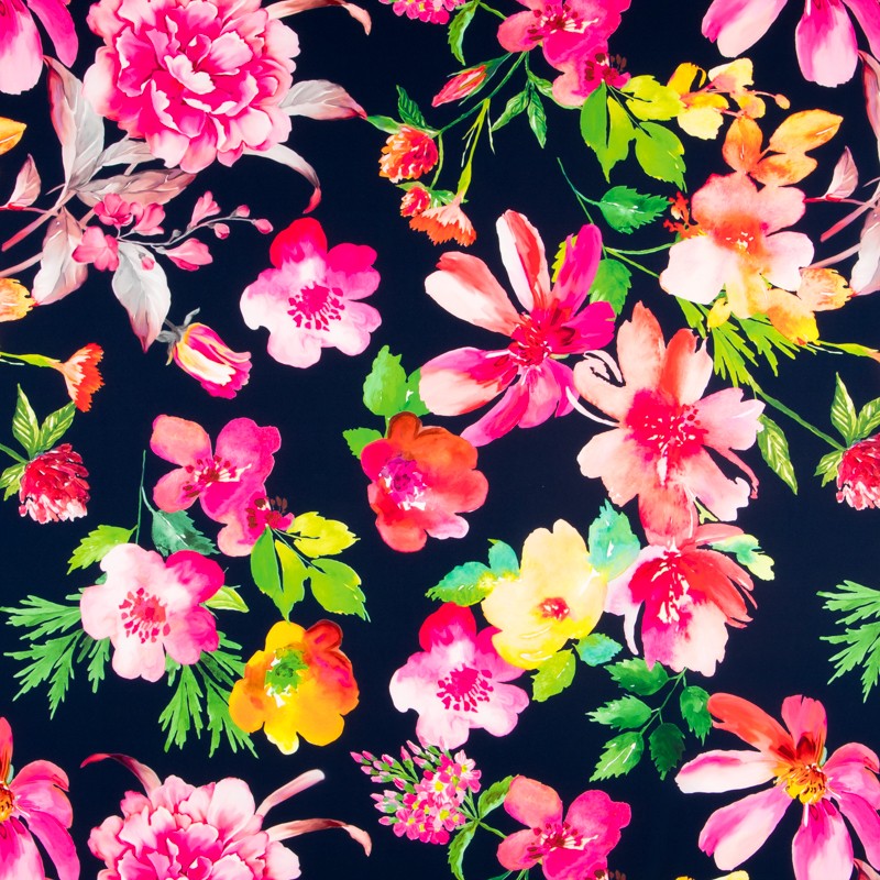 Crepe Tropical Flores Lilas - Ribes y Casals