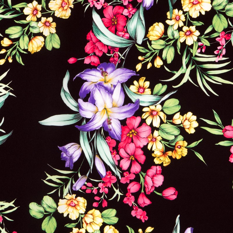 Crepe Tropical Flores Lilas - Ribes y Casals