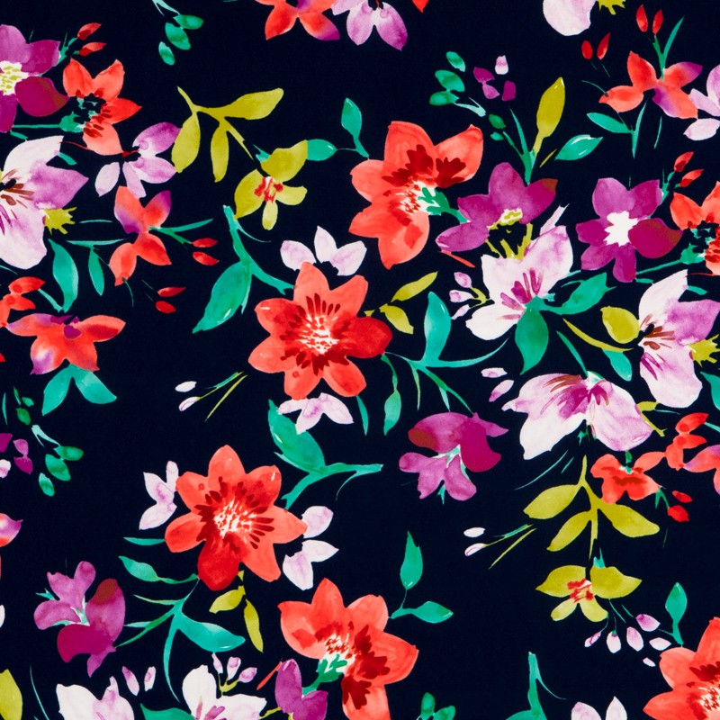 Crepe Tropical Flores Lilas - Ribes y Casals