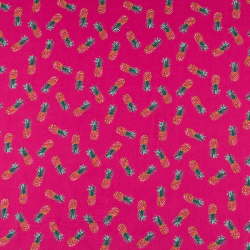 Crepe Marrocain Piñas Fucsia - Ribes y Casals