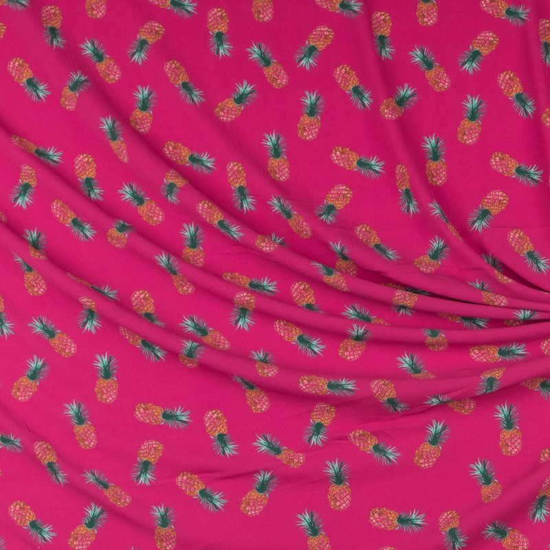 Crepe Marrocain Piñas Fucsia - Ribes y Casals