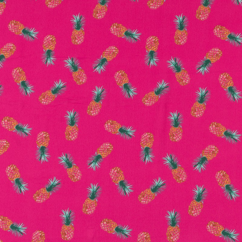 Crepe Marrocain Piñas Fucsia - Ribes y Casals