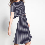 Crepe Marrocain Listras Marinho - Ribes y Casals