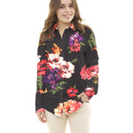 Tecido Crepe Maxi Flor Preto - Ribes y Casals