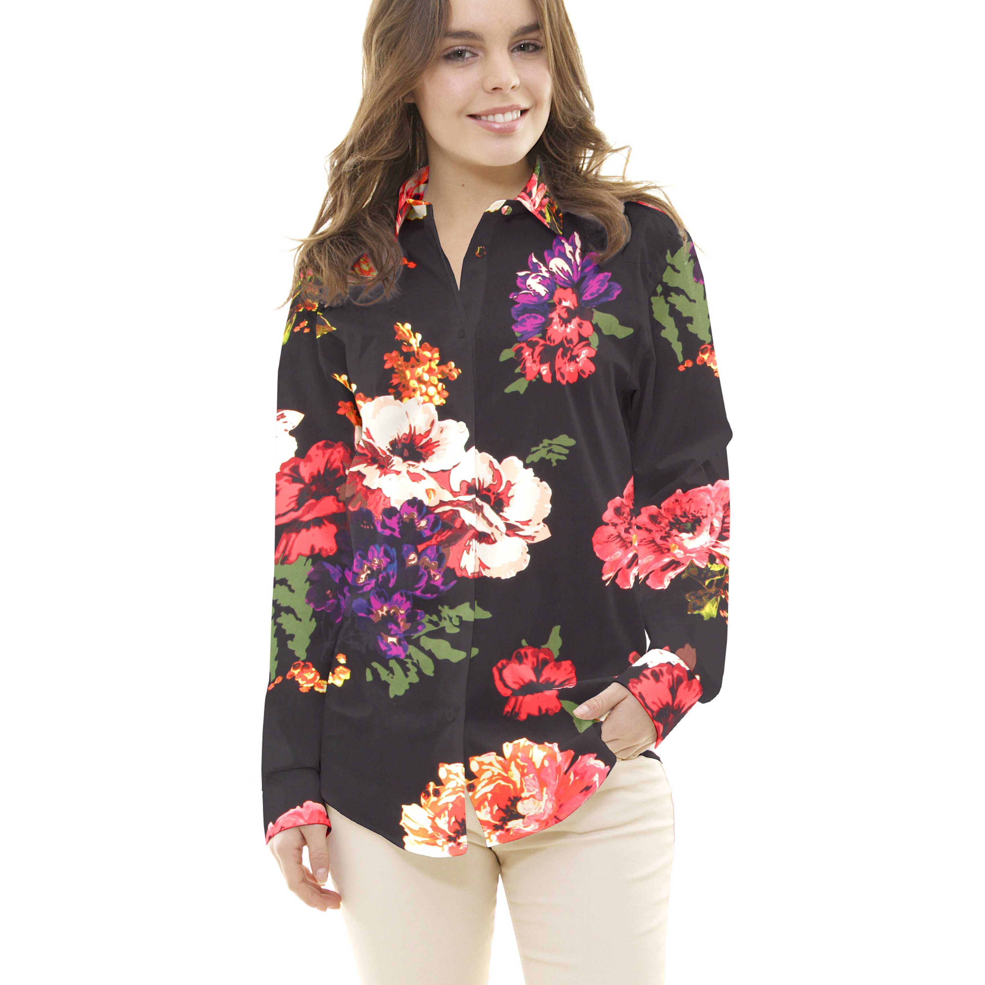 Tecido Crepe Maxi Flor Preto - Ribes y Casals