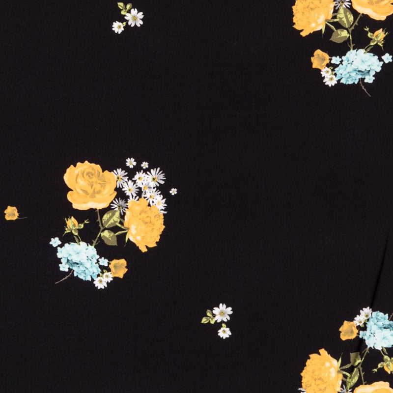 Crepe Marrocain Bouqet Preta - Ribes y Casals